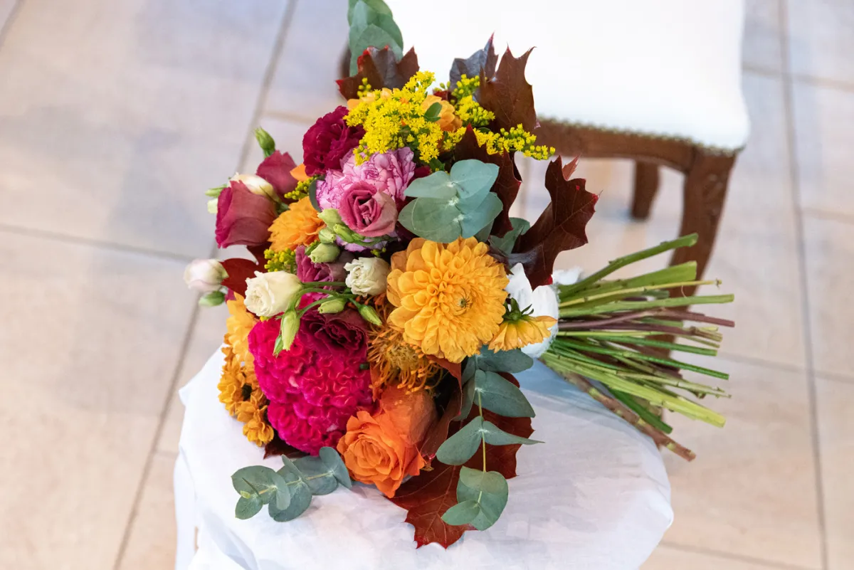 Allestimento floreale Sinfonia Autunnale per matrimonio a Poggio di Bretta - foto 34